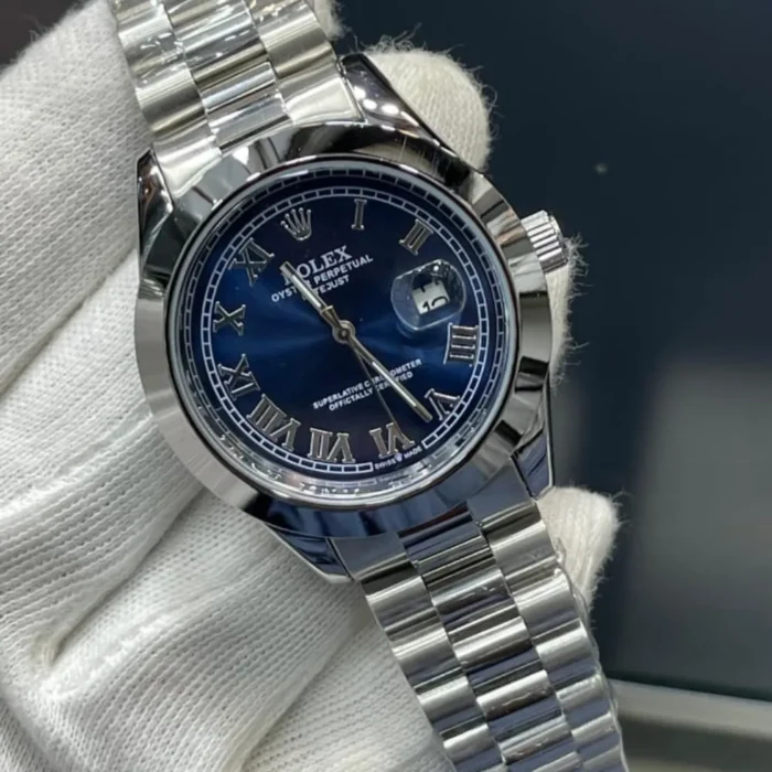 rolex watch for men with price Luxury Roman Dial Watch for Men – Stainless Steel Chain with Premium Gift Box